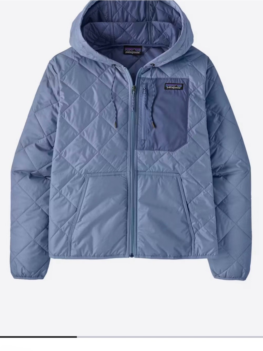 Patagonia Light Blue Quilted Hooded Puffer Jacket